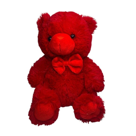 KellyToy Sugar Loaf Red Teddy Bear Plush Solid Red Stuffed Animal - Picture 2 of 11
